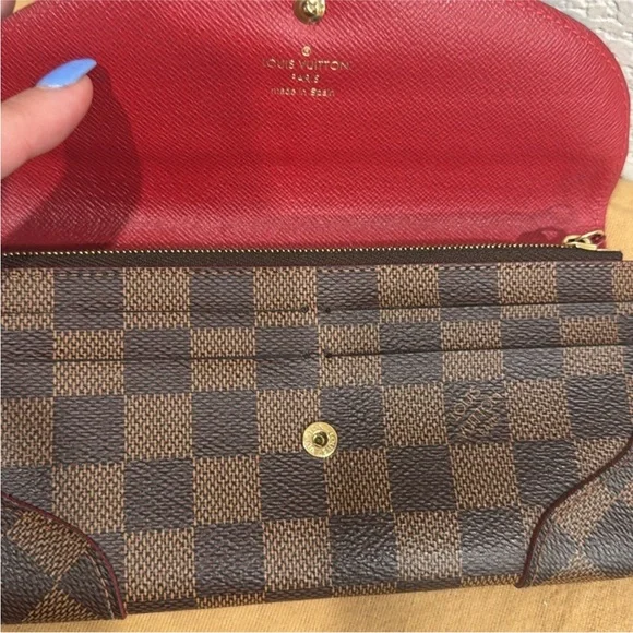 LV Damier Ebene colorblock Brown Red Wallet Louis Vuitton - Picture 9 of 12